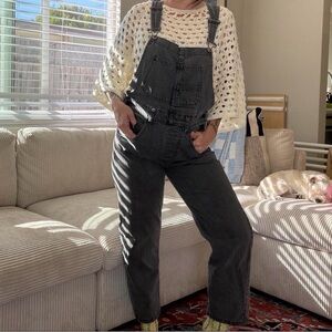 FP We The Free Charcoal straight leg full length overalls SZ XS